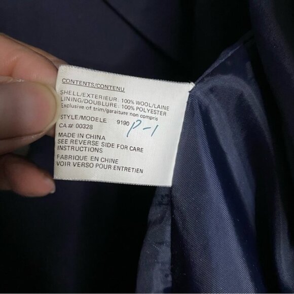 Rue Grenelle Women's Vintage Navy Double Breasted Wool Coat - Picture 7 of 9